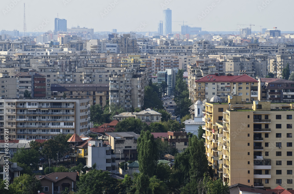 Bucharest, Romania - 21.07.2014 -Panoramic view of Bucharest from above.