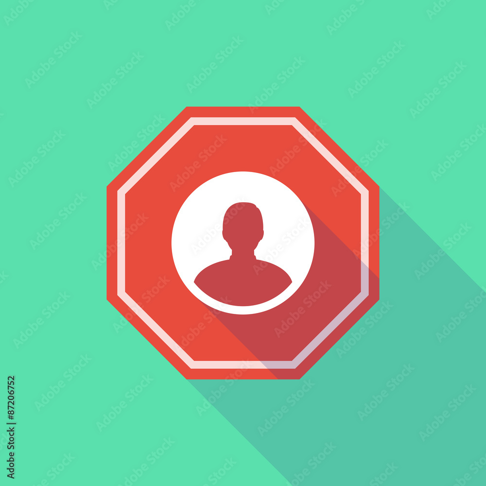 Long shadow stop signal with a male avatar