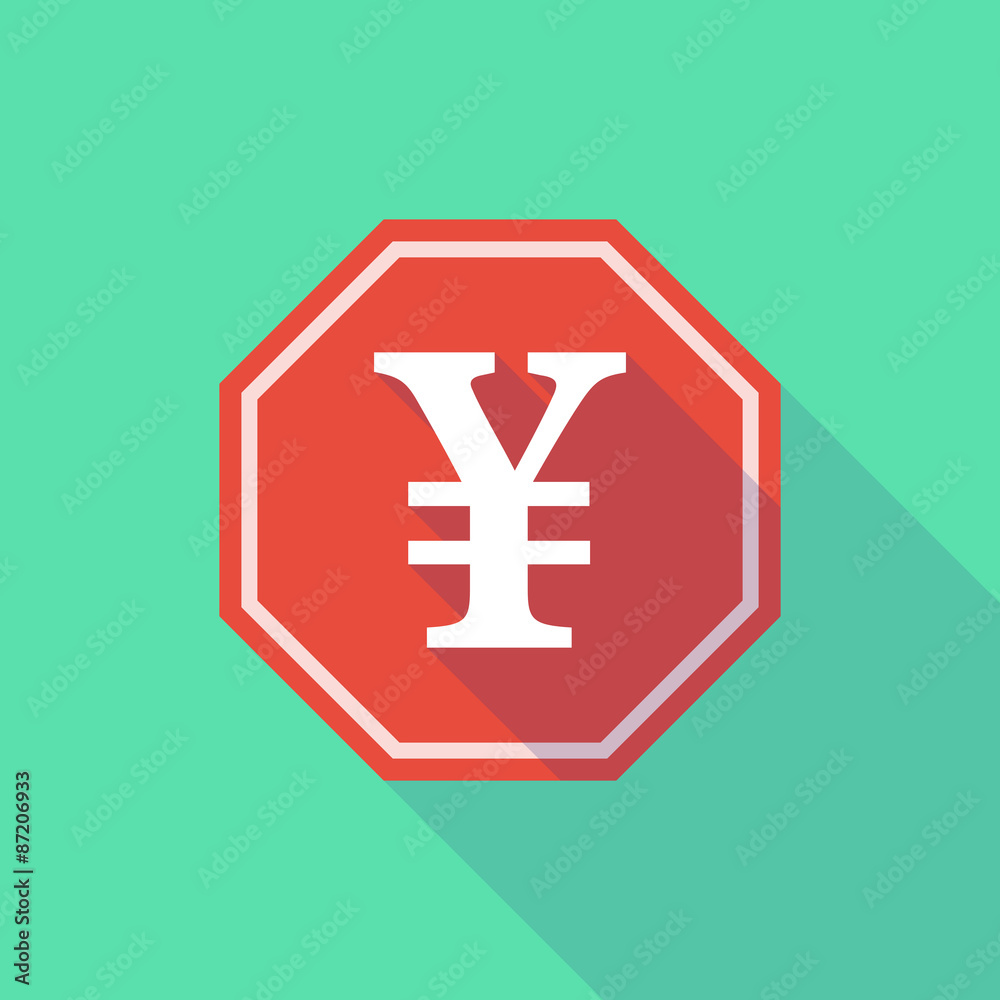 Obraz premium Long shadow stop signal with a yen sign