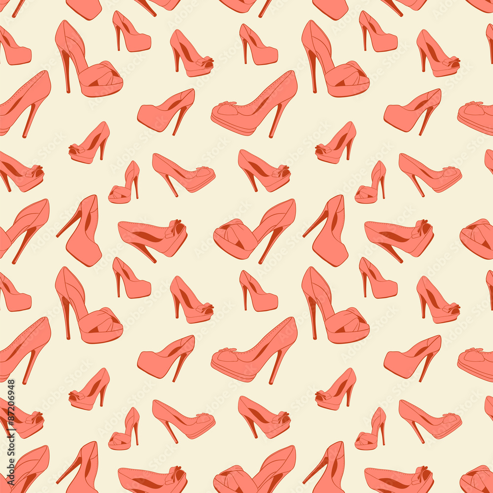 vector seamless pattern of women's shoes with heels vector seamless pattern of women's shoes with heels