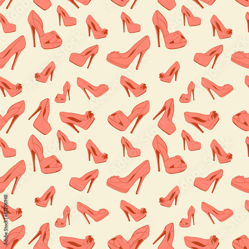 vector seamless pattern of women's shoes with heels