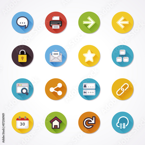 Web flat icons in a circle