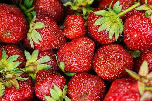 Background Ripe red strawberries close up