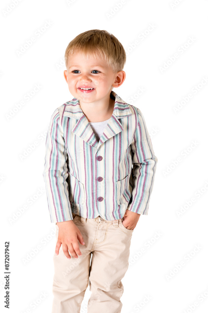 Boy shot in the studio on a white background posing Boy shot in the studio on a white background posing