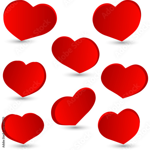 Set love hearts
