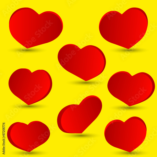 Set love hearts