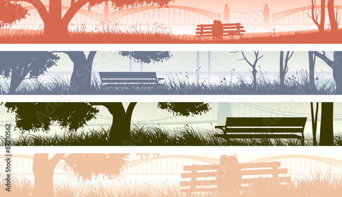 Horizontal banners with beach overlooking the bay bridge.