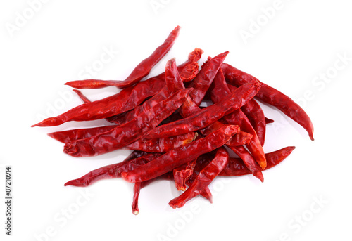 Dried big chili on white background