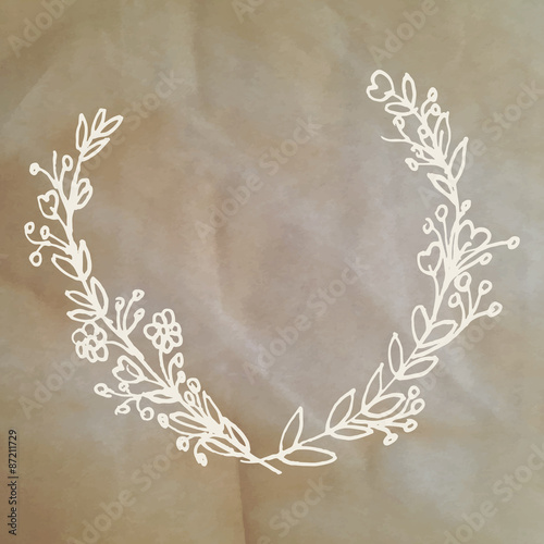 Cute card with laurel flower bouquet on papper background