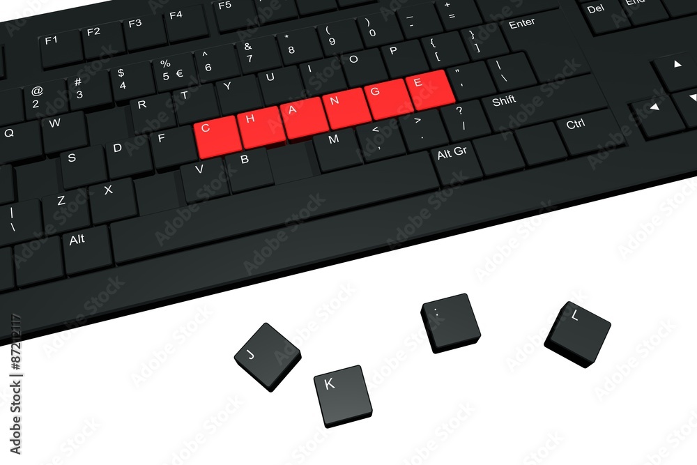 uitlokken bom Maladroit Veranderen - woord op toetsenbord Stock Illustration | Adobe Stock