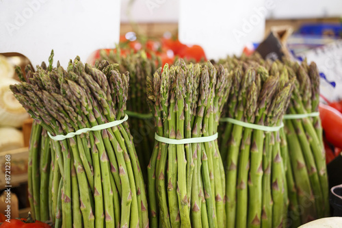 Fresh green asparagus/Healthy organic vegetables at the market.