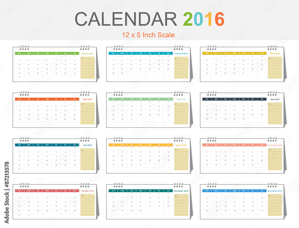 Calendar 2016 template (vector eps10)