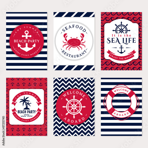 Sea banners. Vector card templates.