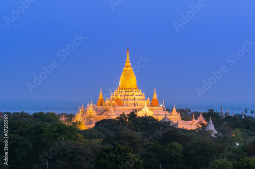 Ancient Ananda Pagoda at twilight, Bagan(Pagan), Mandalay, Myanm