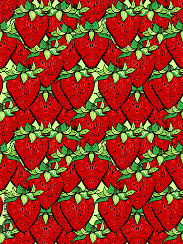 Illustration of modern flat design with seamless strawberrz patt photo