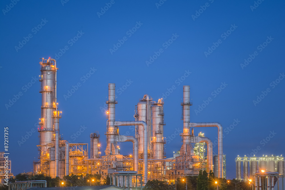 Oil refinery or petrochemical industry at twilight sky