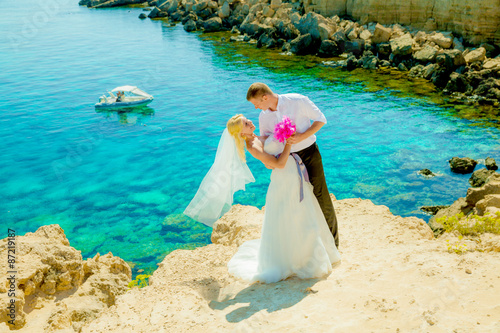 Maxim and Julia wedding photo shoot at sea