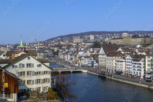 view of Limmat river in Zurich, Switzerland