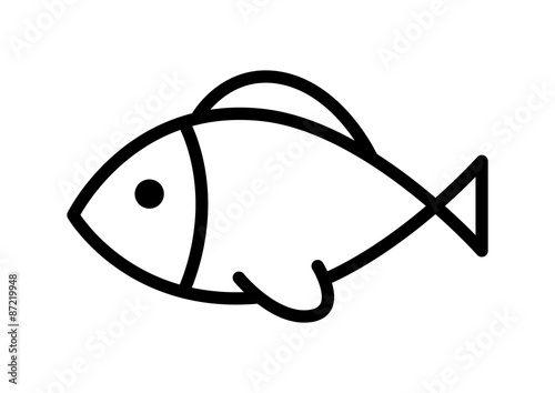 Photography Black fish icon on white background