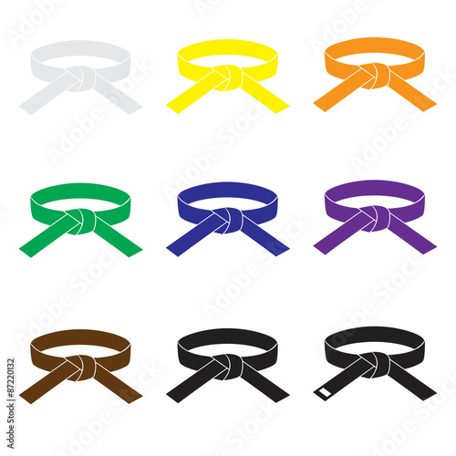 karate martial arts color belts icons set eps10