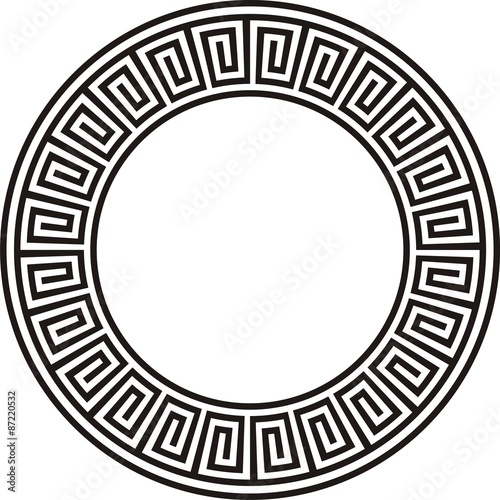 Ancient circular Aztec design in black and white