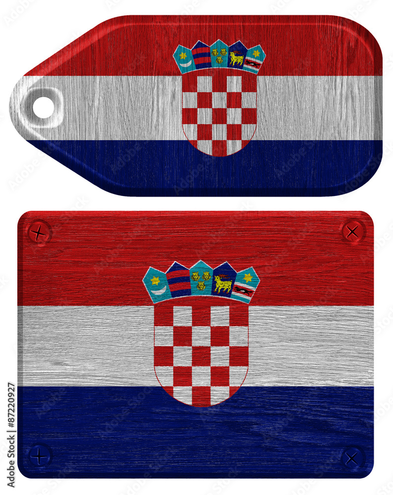 Croatia flag painted on wooden tag