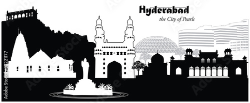 Vector illustration of the cityscape of Hyderabad