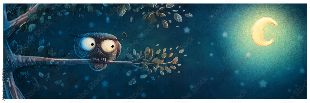 Fototapeta premium sowa i księżyc