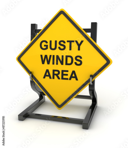 Fotografie Road sign - gusty winds area