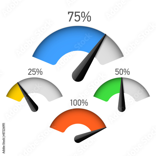 Infographic gauge chart element with percentage 