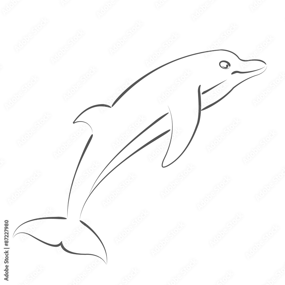 Naklejka premium Sketched dolphin.