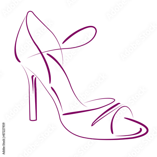 Elegant sketched woman s shoe. 