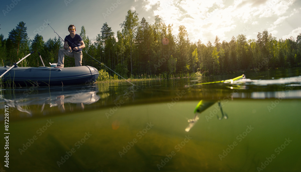 Obraz premium Fisherman on the pond