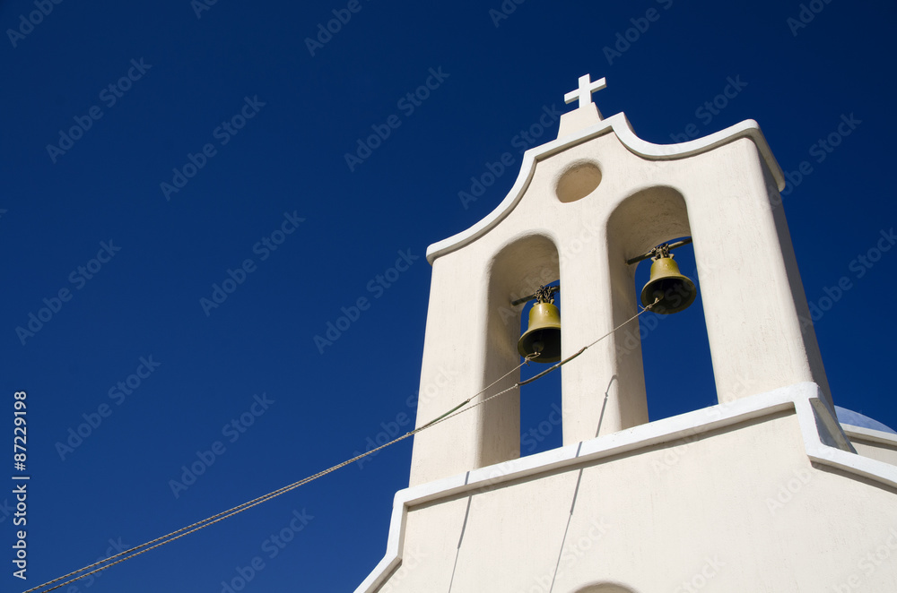 Bell tower on the island of Santorini in Greece