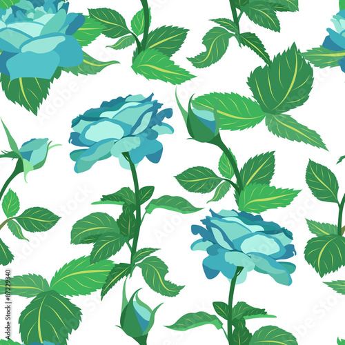 Blue roses pattern © JuliaBadeeva