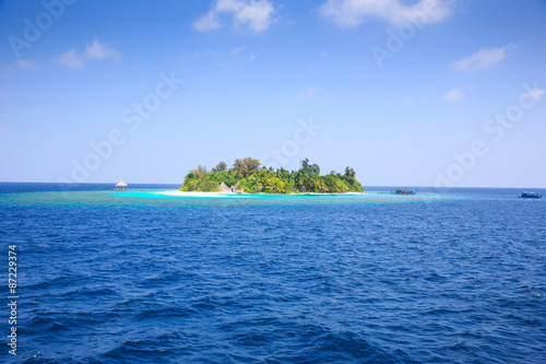 lonely island with palm trees in the Indian Ocean , Maldives