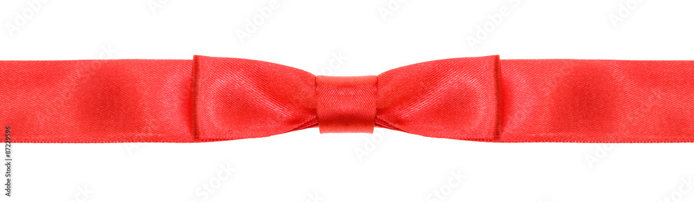 symmetrical red bow knot on wide silk ribbon symmetrical red bow knot on wide silk ribbon
