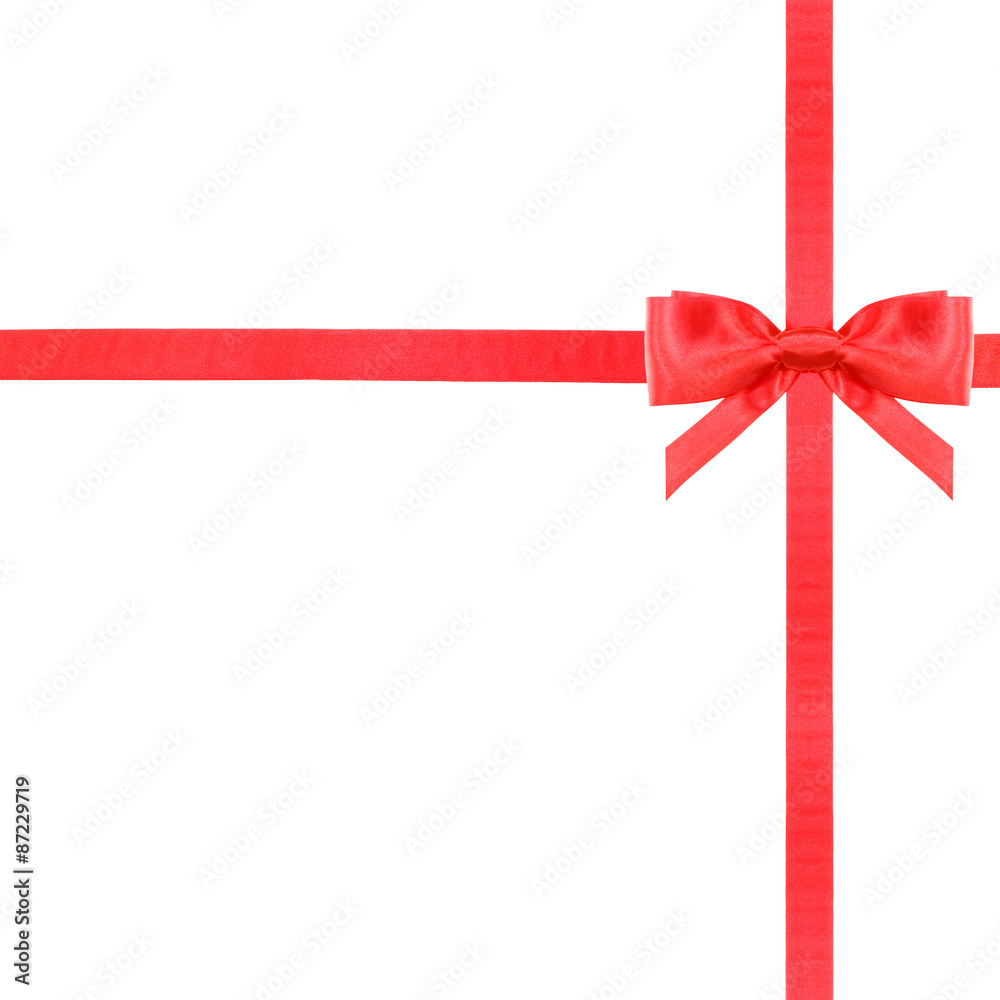 red satin bow knot and ribbons on white - set 13 red satin bow knot and ribbons on white - set 13