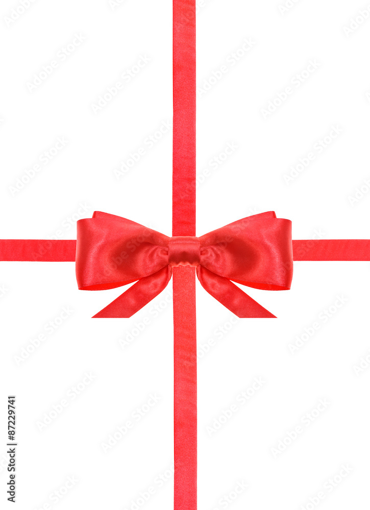 red satin bow knot and ribbons on white - set 19 red satin bow knot and ribbons on white - set 19