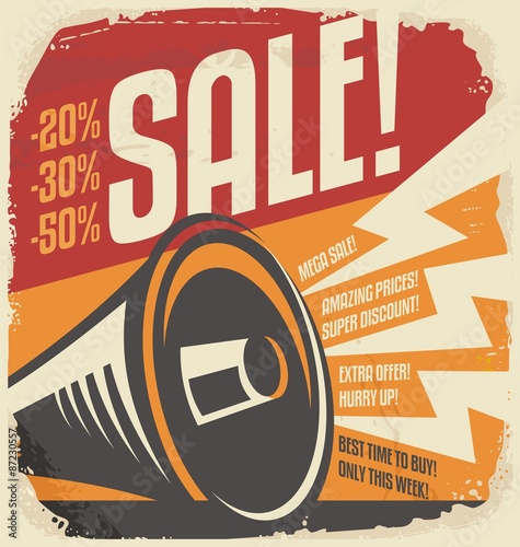 Retro sale poster design concept