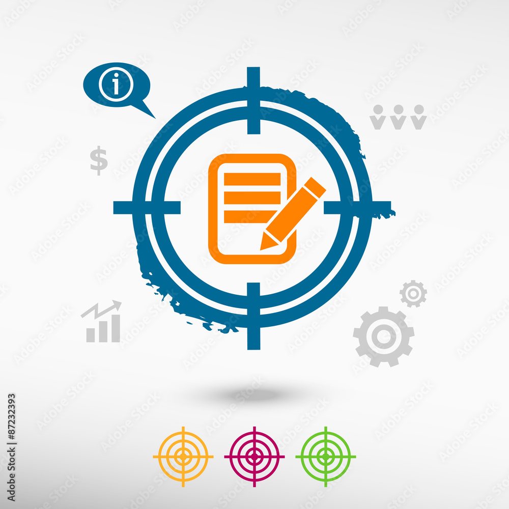 Document icon on target icons background Document icon on target icons background