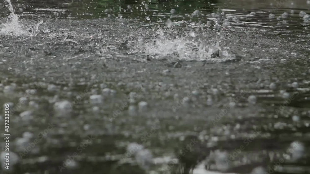 Raindrops knock the puddles. Heavy rain. Raindrops knock the puddles. Heavy rain.