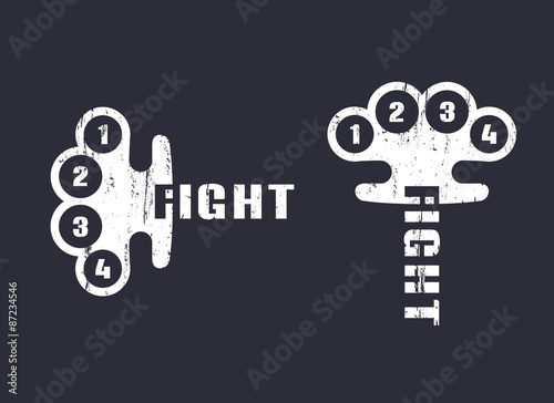 Grunge t-shirt design with knuckles vector illustration, eps10, easy to edit
