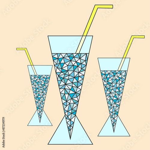Summer refreshing drink, low poly style