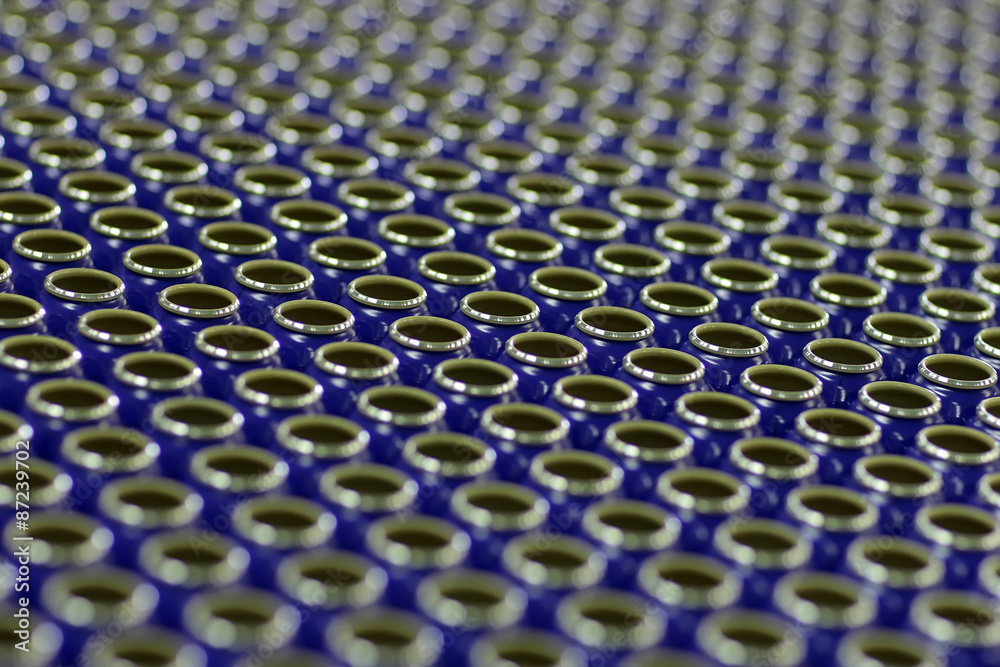 Fototapeta premium Open blue tin cans