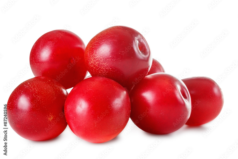 Sweet red plum group isolated on white background cutout Sweet red plum group isolated on white background cutout