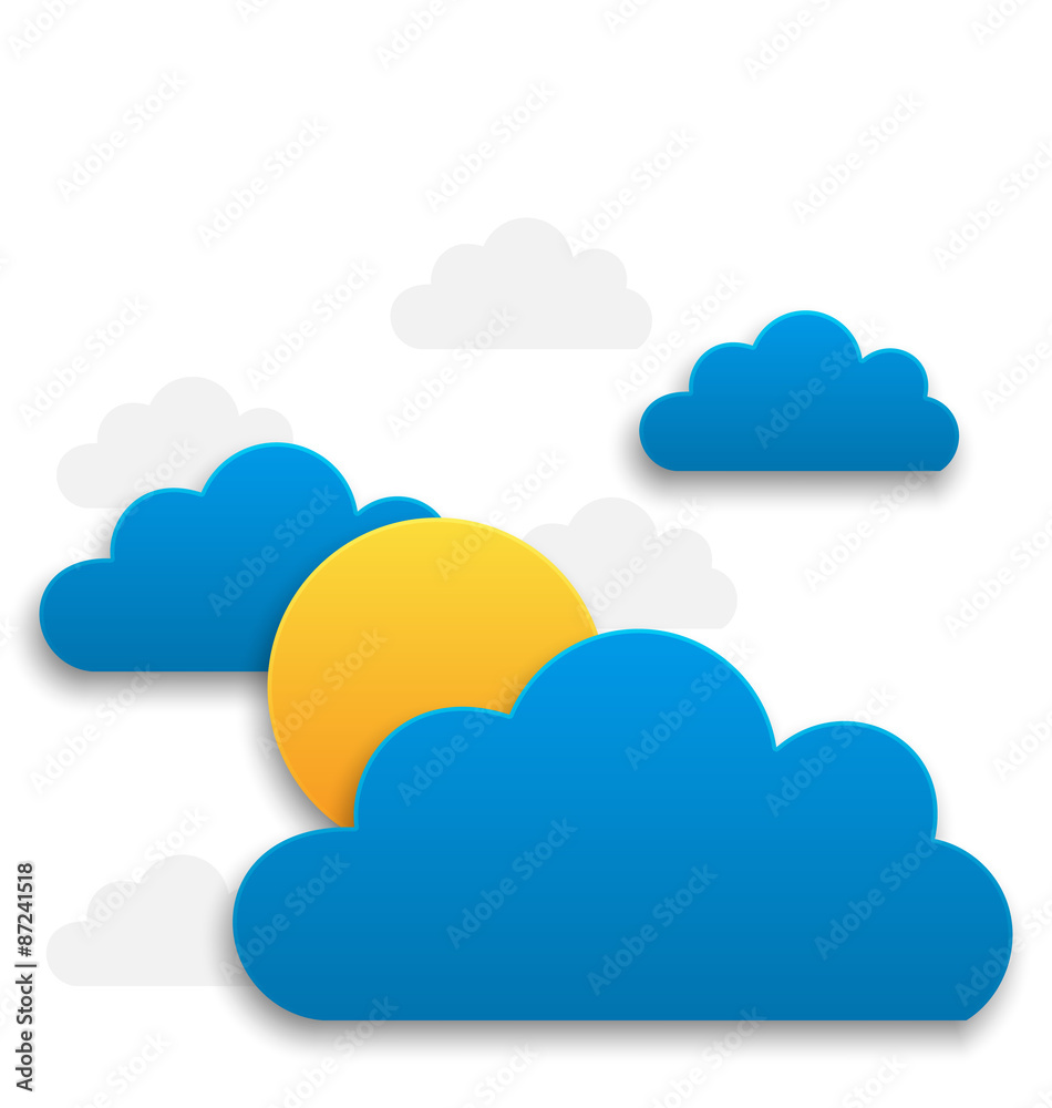Paper sun with clouds, abstract summer background Paper sun with clouds, abstract summer background