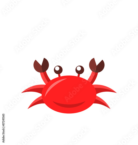 Cartoon funny crab isolated on white background