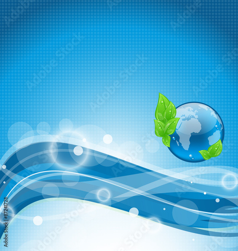 Abstract wavy background with environment symbol