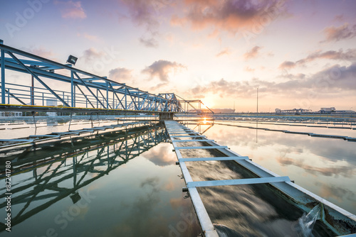 The Solid Contact Clarifier Tank type Sludge Recirculation process. water treatment plant, ecosystem, waste water, water recycle, water purification or environment industry concept